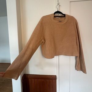 Ribbed Reformation jeans long sleeve sweater in tan beige medium size